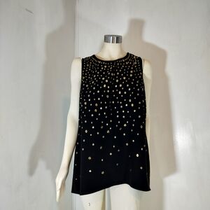 INC International Concepts Black Top with Gold Dots